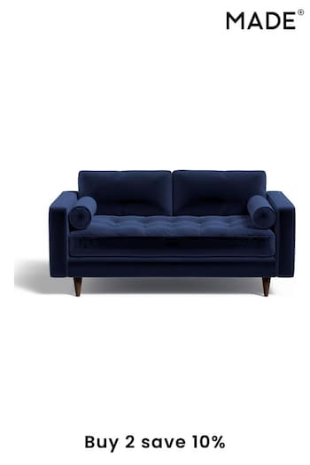 MADE.COM Matt Velvet Navy Blue Scott 2 Seater Sofa (261859) | £999