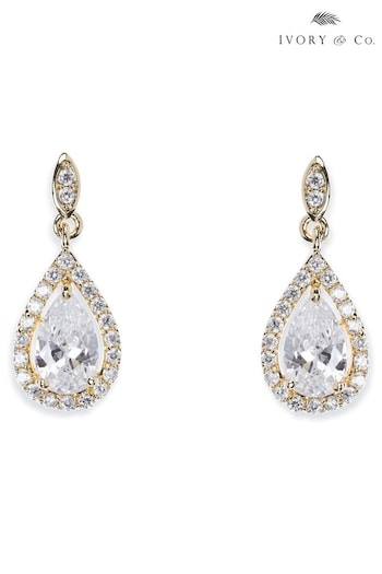 Ivory & Co Gold Belmont And Crystal Teardrop Earring (261913) | £35