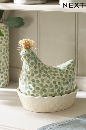 Sage Green Ceramic Chicken Egg House (262393) | £25