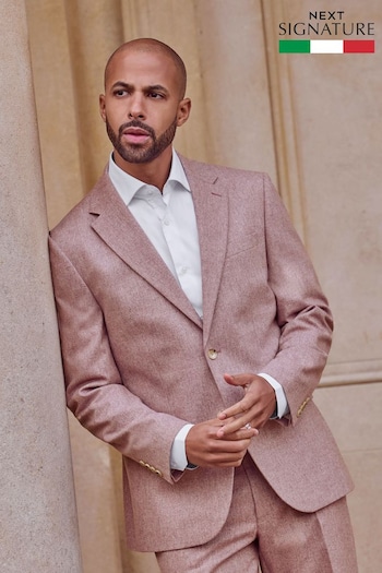 Pink Regular Fit Nova Fides Italian Wool Blend Suit: Jacket (262649) | £110