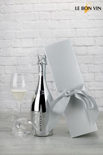 Le Bon Vin White Gold Sparkling Wine In Silver Bow Gift Set (262871) | £39