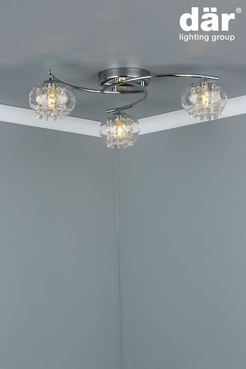 Dar Lighting Silver Elma 3 Light Semi Flush Fitting Ceiling Light (263012) | £69