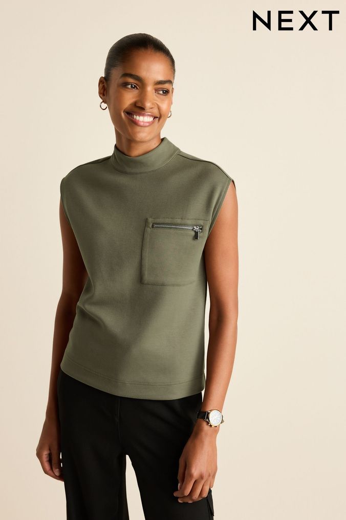 Buy Women s Black Sleeveless High Neck Tops Online Next UK