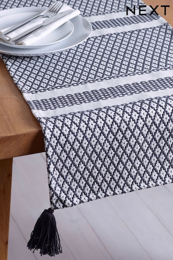 Charcoal Grey Woven Tile Kitchen Table Runner (263487) | £22