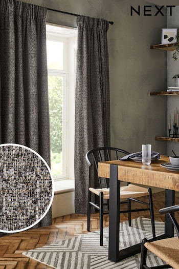 Grey Next Multi Chenille Pencil Pleat Lined Curtains (263563) | £90 - £220