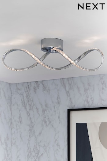 Silver Arya Twist Flush Ceiling Light (263668) | £90