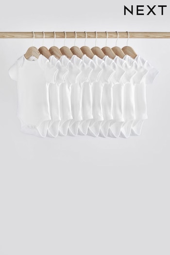 White Essential White 10 Pack Essential Baby Short Sleeve Bodysuits (263726) | £15.50 - £17.50