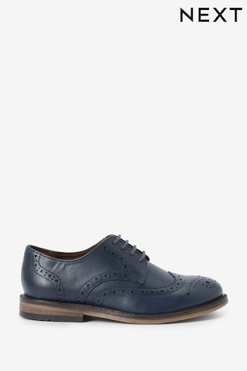 Navy Standard Fit (F) Leather Brogues (264161) | £32 - £39
