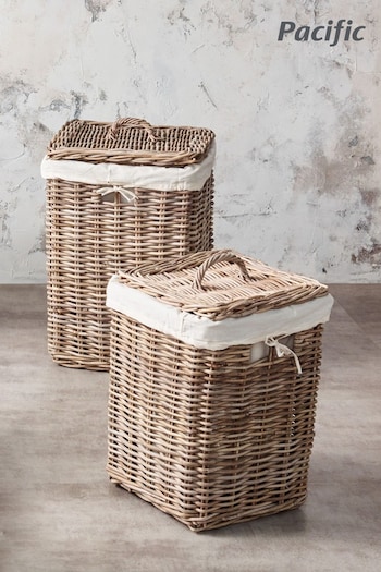 Pacific Set of 2 Grey Square Lined Laundry Storage Baskets (264428) | £150