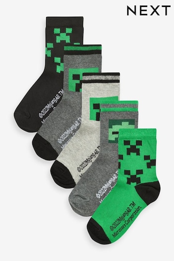 Minecraft Creeper License Character 5 Pack Cotton Rich Socks (264437) | £11 - £13