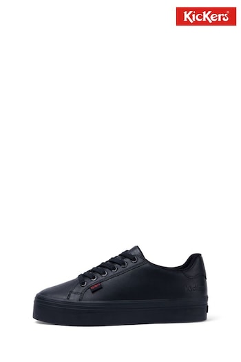 Kickers Womens Black Tovni Stack Leather Shoes asfalto (264741) | £65