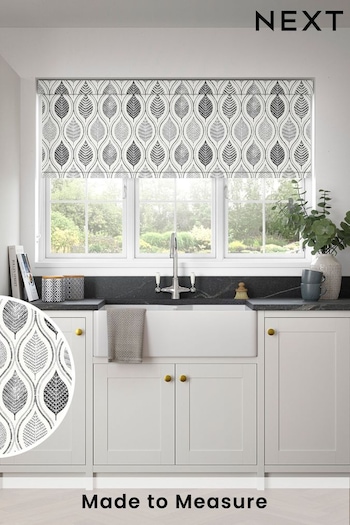 Grey Lino Leaf Made to Measure Roller Blind (265153) | £57