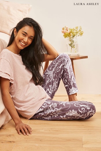 Laura Ashley Wine Josette Print Cotton Jersey Pyjamas (265260) | £35