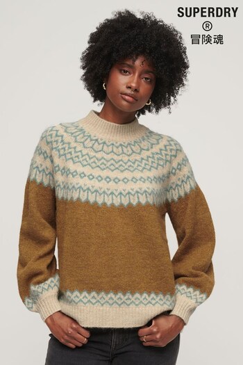 Superdry Brown Slouchy Pattern Knit Jumper (265294) | £55