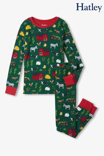 Hatley Green On The Farm Cotton Pajamas Set (265308) | £32