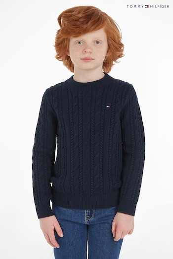 Tommy XNL Hilfiger Kids Blue Essential Cable Sweater (265319) | £55 - £65