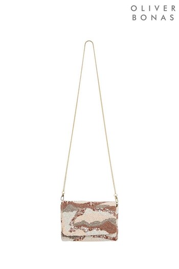 Oliver Bonas Pink Luna Rose Wavey Clutch Bag (265357) | £59.50