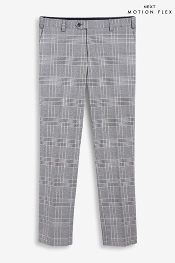 Grey Slim Fit Check Suit: Trousers with Motionflex Waistband (265370) | £50