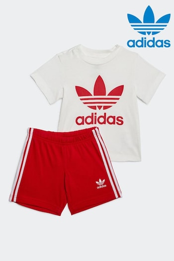 adidas Originals Infant Red/White Trefoil T-Shirt and Shorts Set (265380) | £25