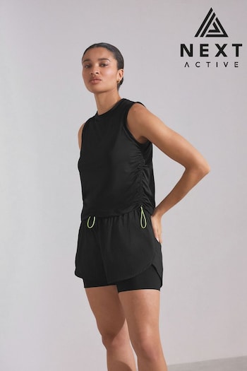 Black Ruched Side Sleeveless Sport Vest (265406) | £18