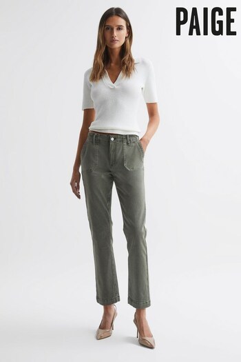 Reiss Vintage Ivy Green Mayslie Paige High Rise Straight Leg Jeans (265500) | £260