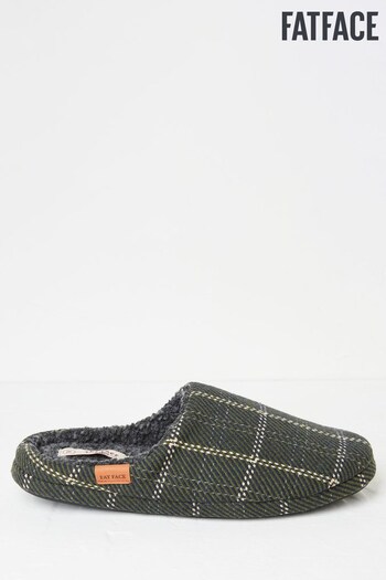 FatFace Green Jamieson Check Slippers (266332) | £29.50