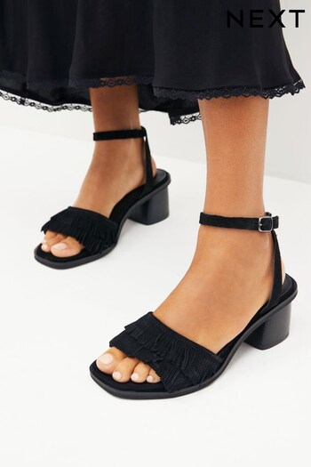 Black Forever Comfort® Fringe Heeled Sandals (266363) | £49