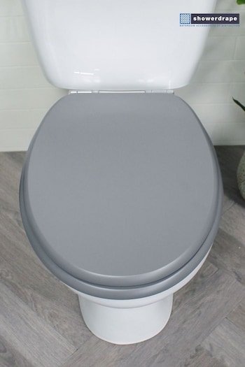 Showerdrape Grey Oxford Wooden Toilet Seat (266714) | £32.50