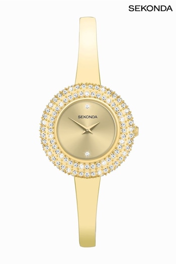 Sekonda Ladies Gold Tone Radiance Brass Semi Bangle Bracelet Watch (266804) | £85