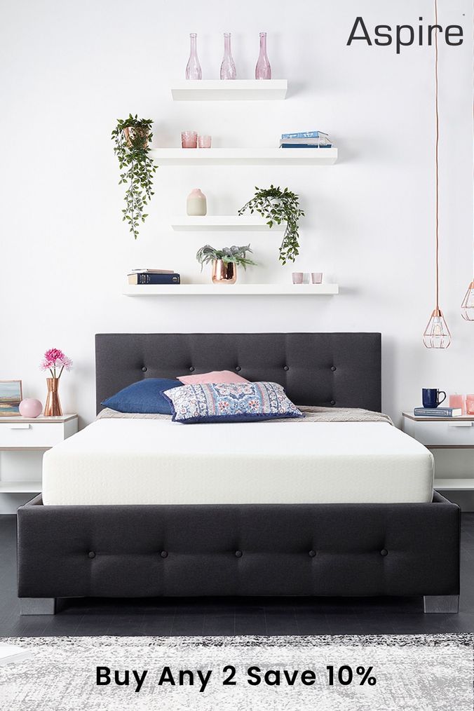 Black upholstered sale platform bed queen
