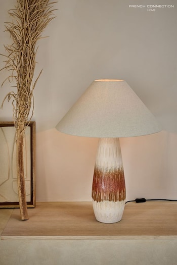 French Connection Cream/Brown Kancha Table Lamp (267087) | £140