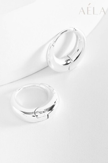 Aela Mini Silver Tone Stainless Steel Huggie Earrings (267398) | £15