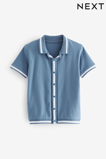 Light Blue Bordered Short Sleeve Shirt (3-16yrs) (267602) | £12 - £17