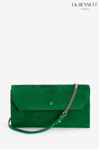 LK Bennett Green Mint Leaf Dora Clutch Bag With Metal Detail On Flap (267926) | £199