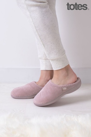 Totes Pink Isotoner Popcorn Terry Mules Slippers (268403) | £22