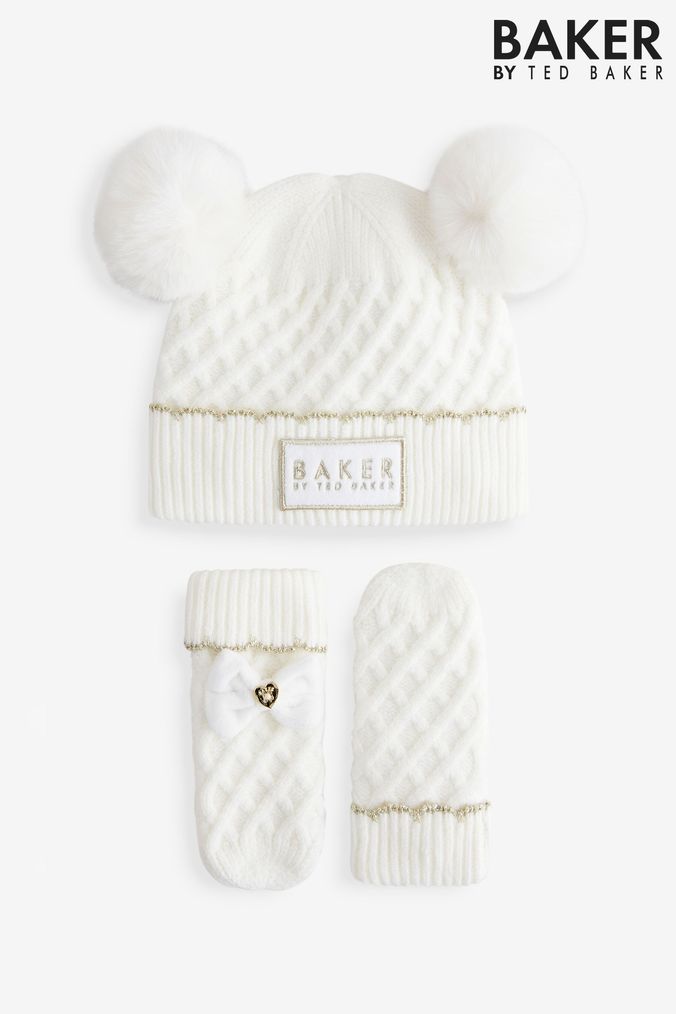 Girls cream hat and gloves top