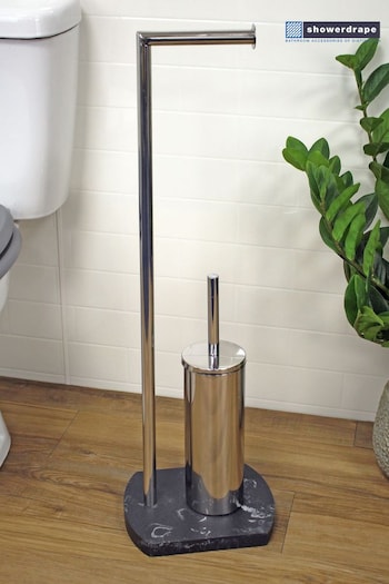 Showerdrape Grey Octavia Toilet Roll & Toilet Brush Holder (268567) | £71
