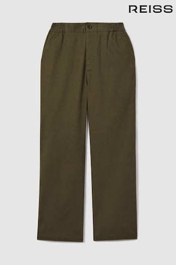 Reiss Sage Colter Elasticated Waist Cotton Blend Midi Trousers (269374) | £46