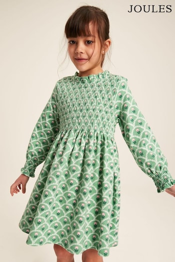 Joules Gracie Green Shirred Printed Dress (269470) | £29.95 - £32.95