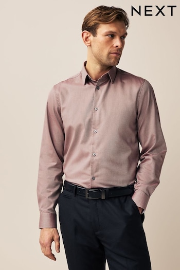 Damson Pink Regular Fit Single Cuff Cotton Textured Shirt (269701) | £34