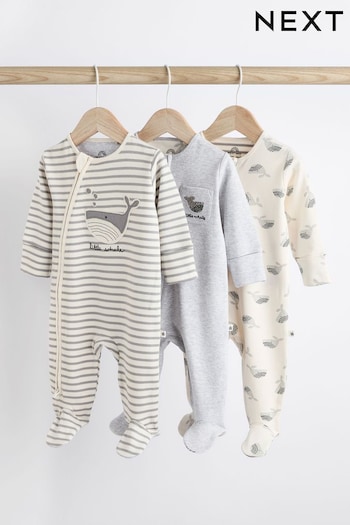 Grey Whale Baby Character Sleepsuits 3 Pack (0-2yrs) (270063) | £22 - £24