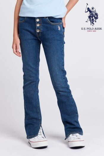 U.S. Grey Polo Assn. Girls Blue Coloured Bootleg Denim Jeans (270497) | £40 - £48