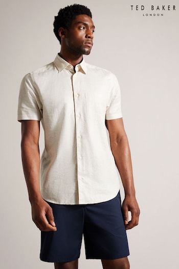 Ted Baker Cream Kingfrd Short Sleeve Linen Shirt (270700) | £85