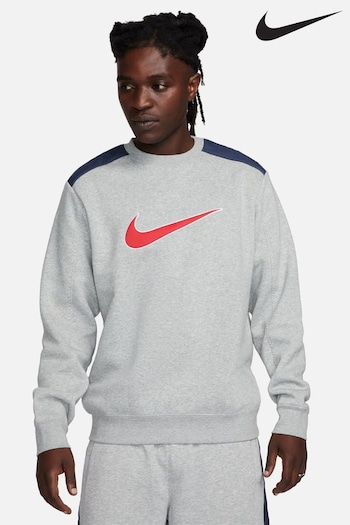 Nike Grey/Black Sportswear Colourblock Crew Sweatshirt (270790) | £60