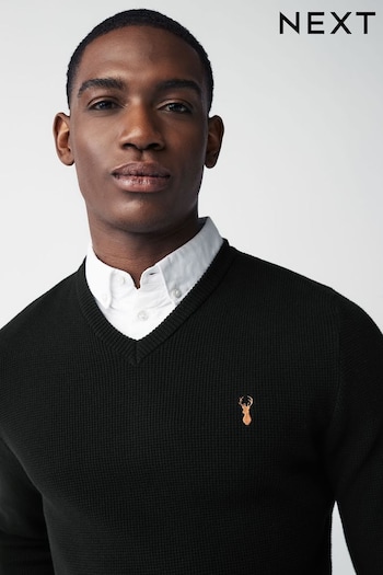 Black V-Neck Mock Shirt Jumper (271858) | £39