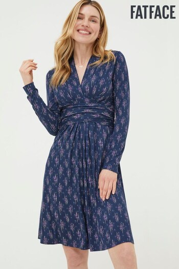 FatFace Blue Delphine Ink Ditsy Jersey Dress (271877) | £56
