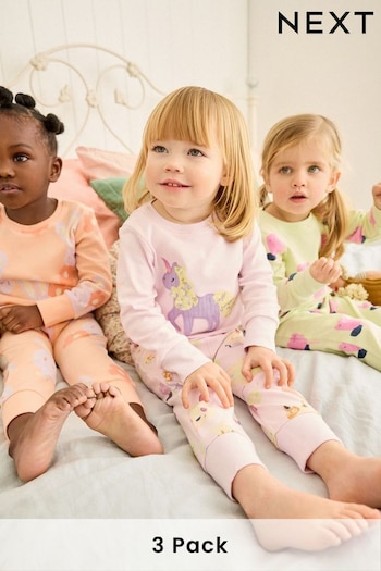 Orange/ Green/ Purple Unicorn Pyjamas 3 Pack (9mths-8yrs) (272265) | £26 - £32