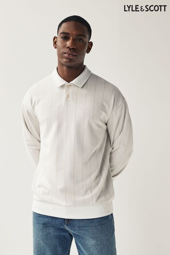 Lyle & Scott Pinstripe Collared White Sweatshirt (272640) | £85