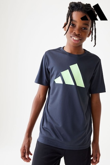 adidas Black Sportswear Train Essentials Aeroready Logo Regular-Fit T-Shirt (272909) | £13