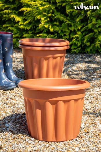Wham Set of 3 Brown Garden Vista 40cm Plastic Round Planters (273061) | £21